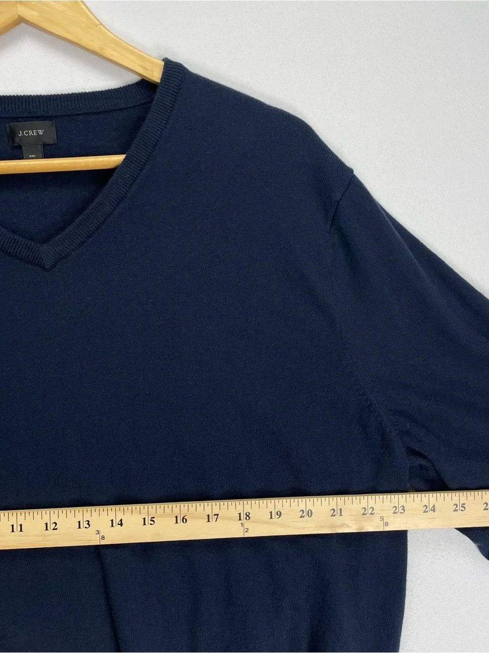 J.CREW Cotton Cashmere Blend Sweater Men’s XXL Navy Blue Knit V-Neck Pullover